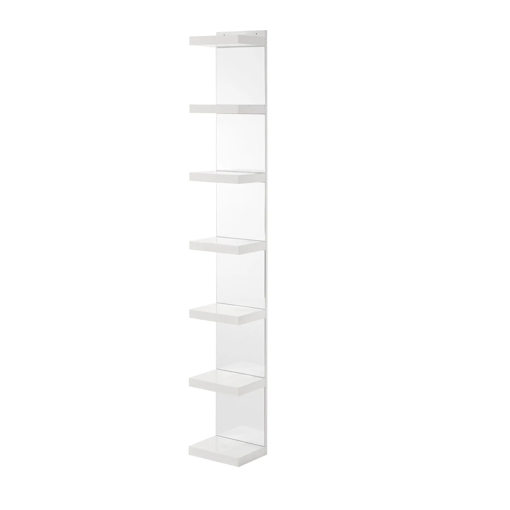 Glam Open Shelving Rack With Mirrored Back For Living Room - Cream / White by HouseOfZazla