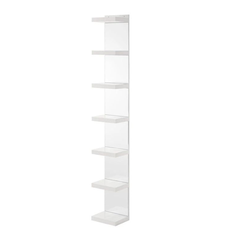 Glam Open Shelving Rack With Mirrored Back For Living Room - Cream / White by HouseOfZazla