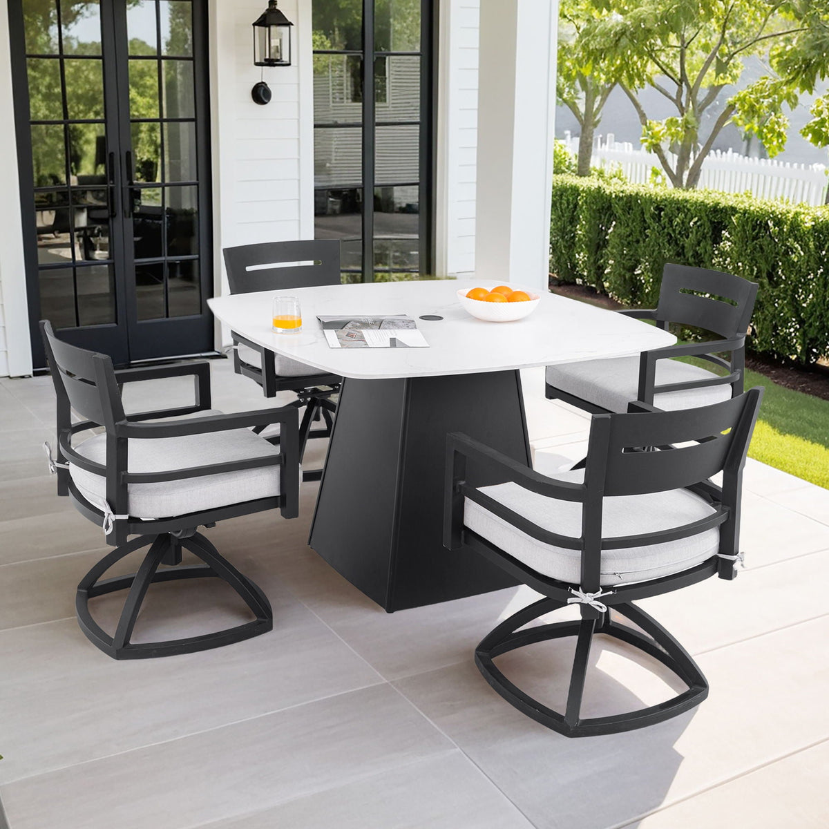 Outdoor Patio Dining Set with Sunbrella Cushions - White or Black, photo 5 of 40