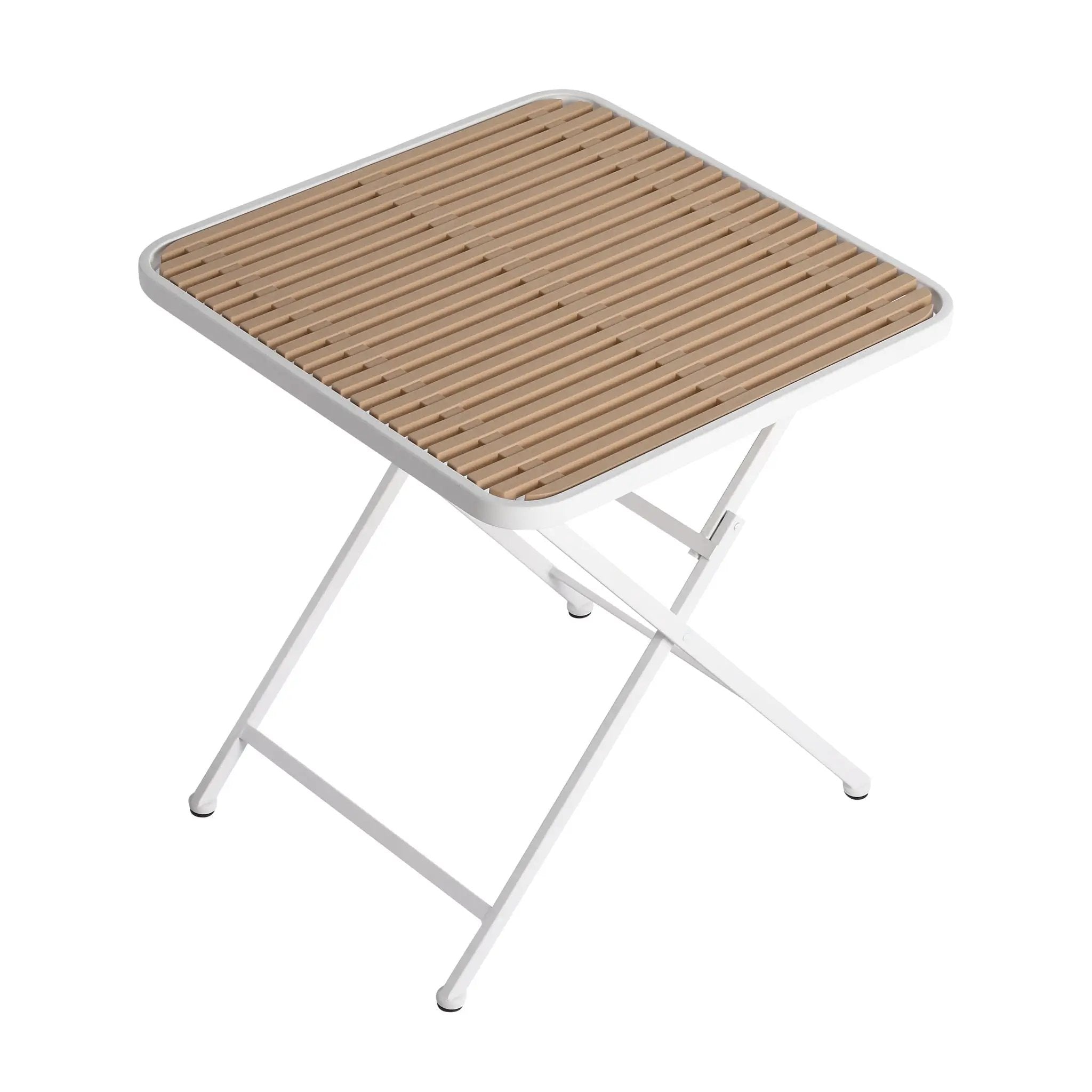 Modern Folding Square Table, Water Proof And Wear Resistant - Apricot / White by HouseOfZazla