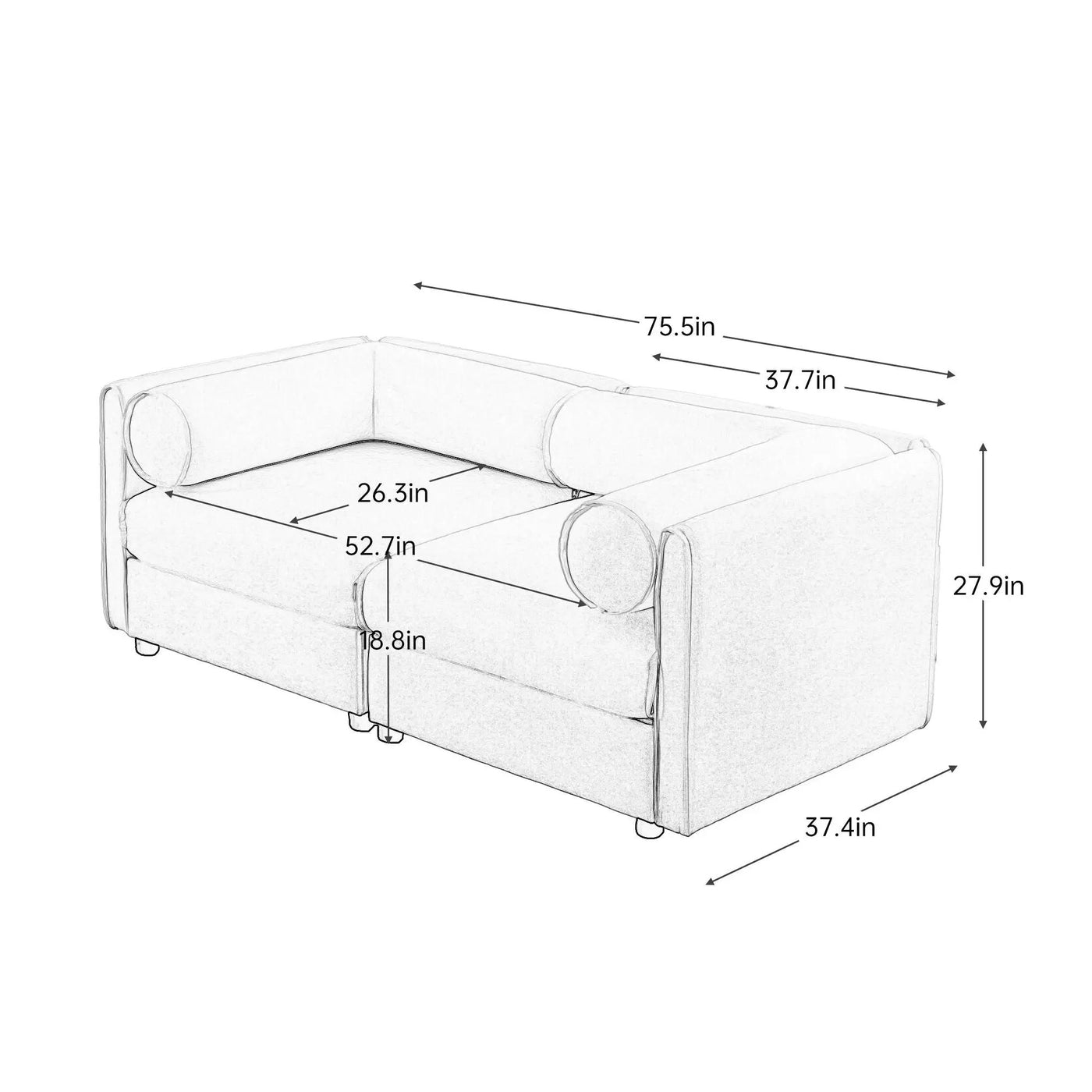 Stylish Sofa With Storage Seat And Cylindrical Backrest by HouseOfZazla