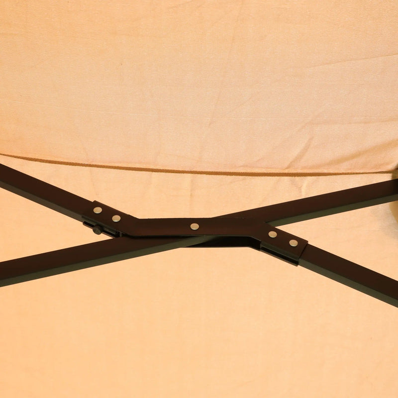 Double- Sided Outdoor Market Umbrella With Lights And Base by Unique Piece Furniture