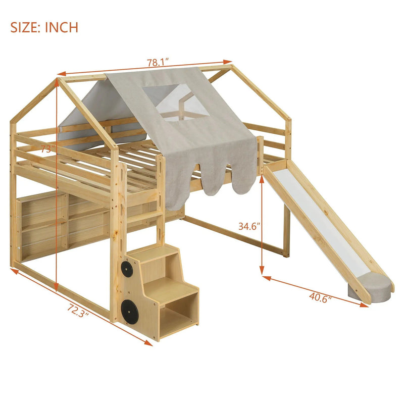 Loft Bed With House Shaped Frame And Tent by HouseOfZazla