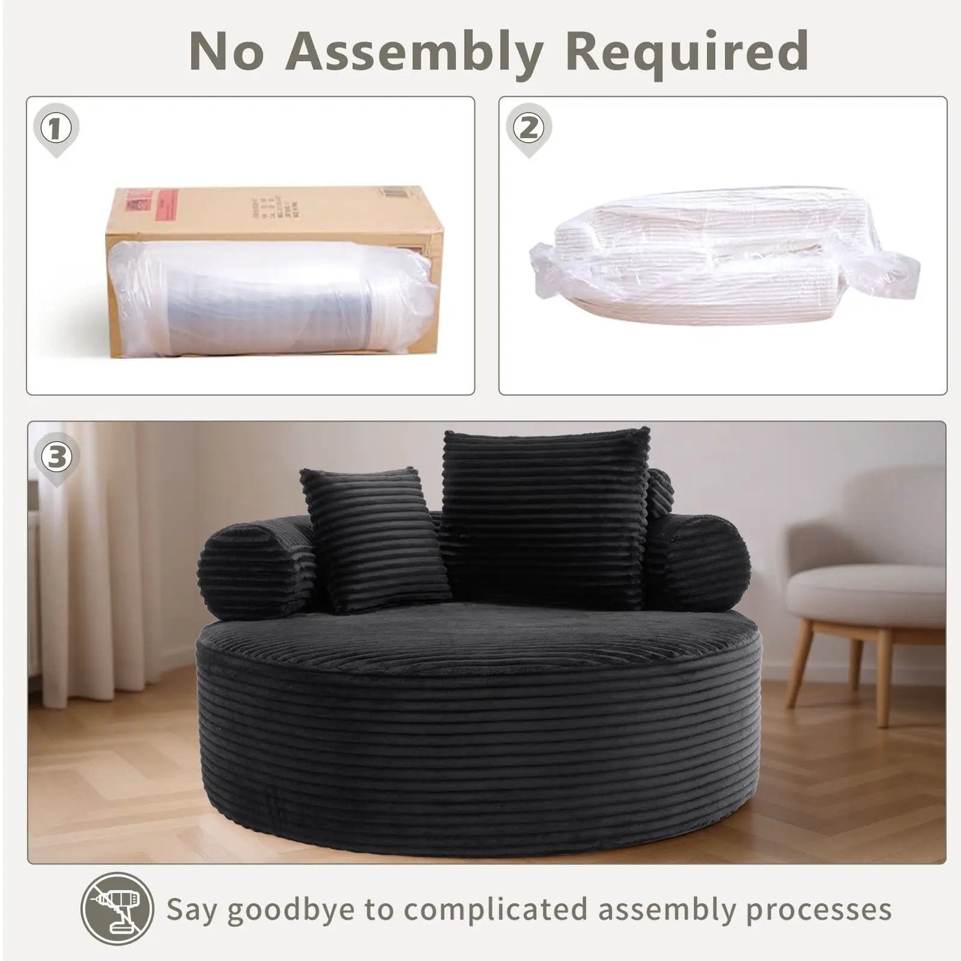 Round Sofa Bed With 3 Pillows For Living Room by HouseOfZazla