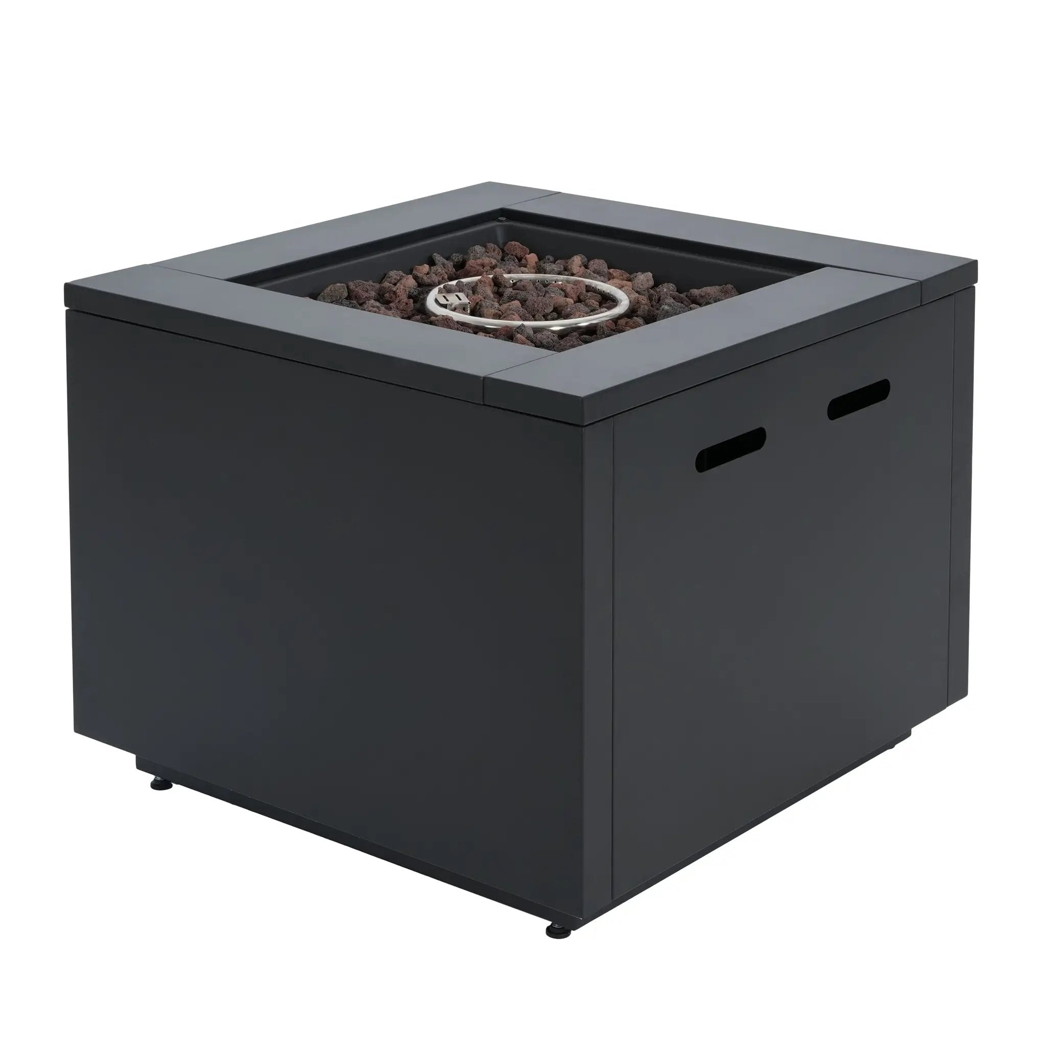 30inch Square Steel Fire Pit Table, in Black,40000BTU by HouseOfZazla