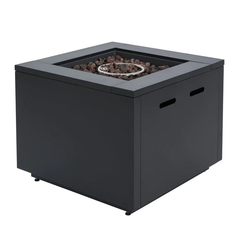 30inch Square Steel Fire Pit Table, in Black,40000BTU by HouseOfZazla