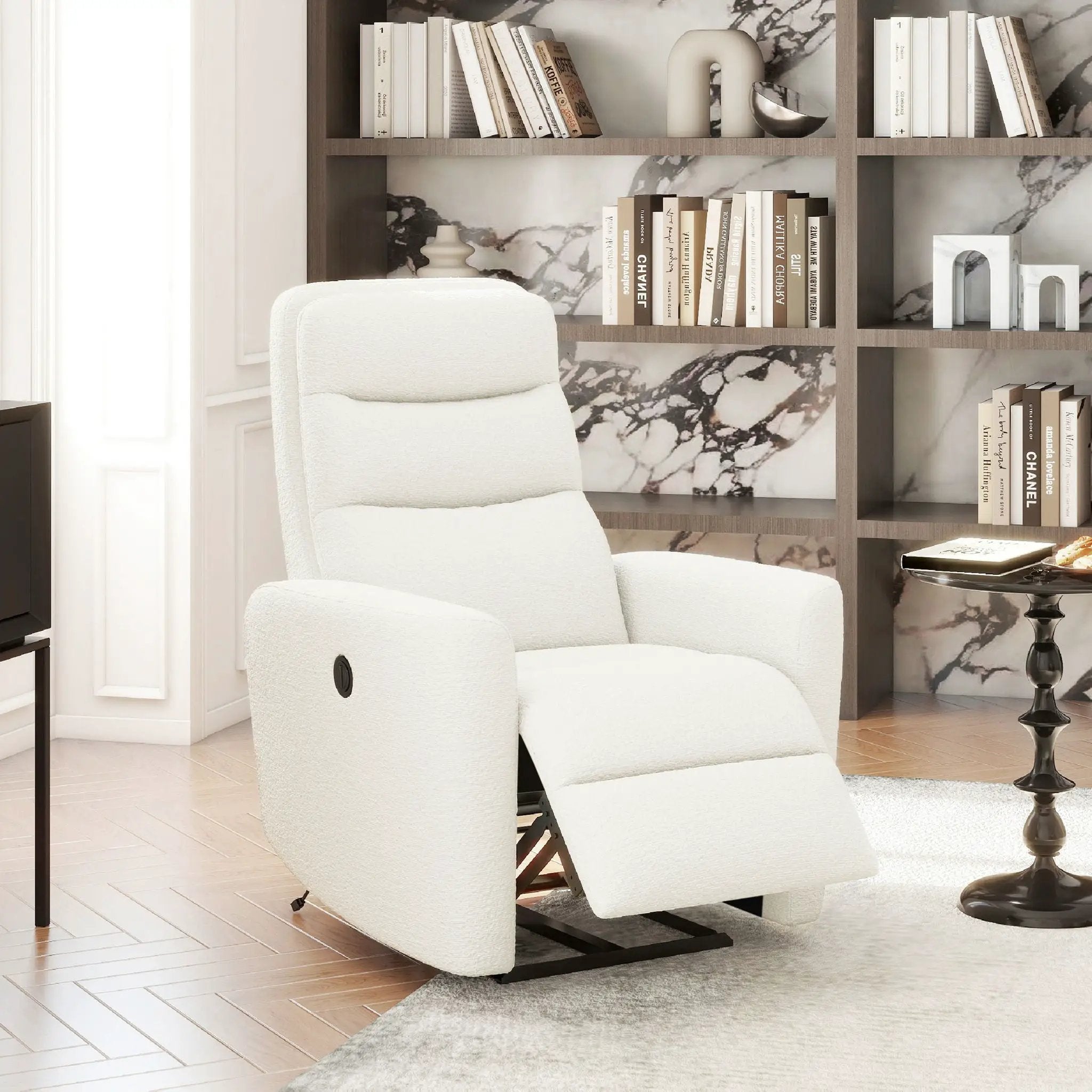 Bloomy - High Back Power Recliner Motion Chair - Chiffon White by HouseOfZazla