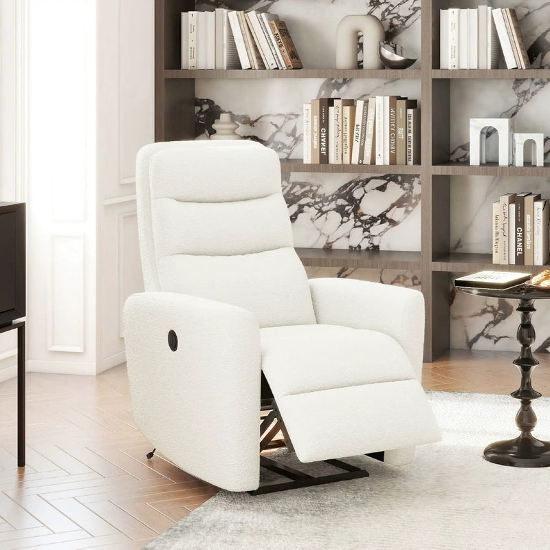 Bloomy - High Back Power Recliner Motion Chair - Chiffon White by HouseOfZazla