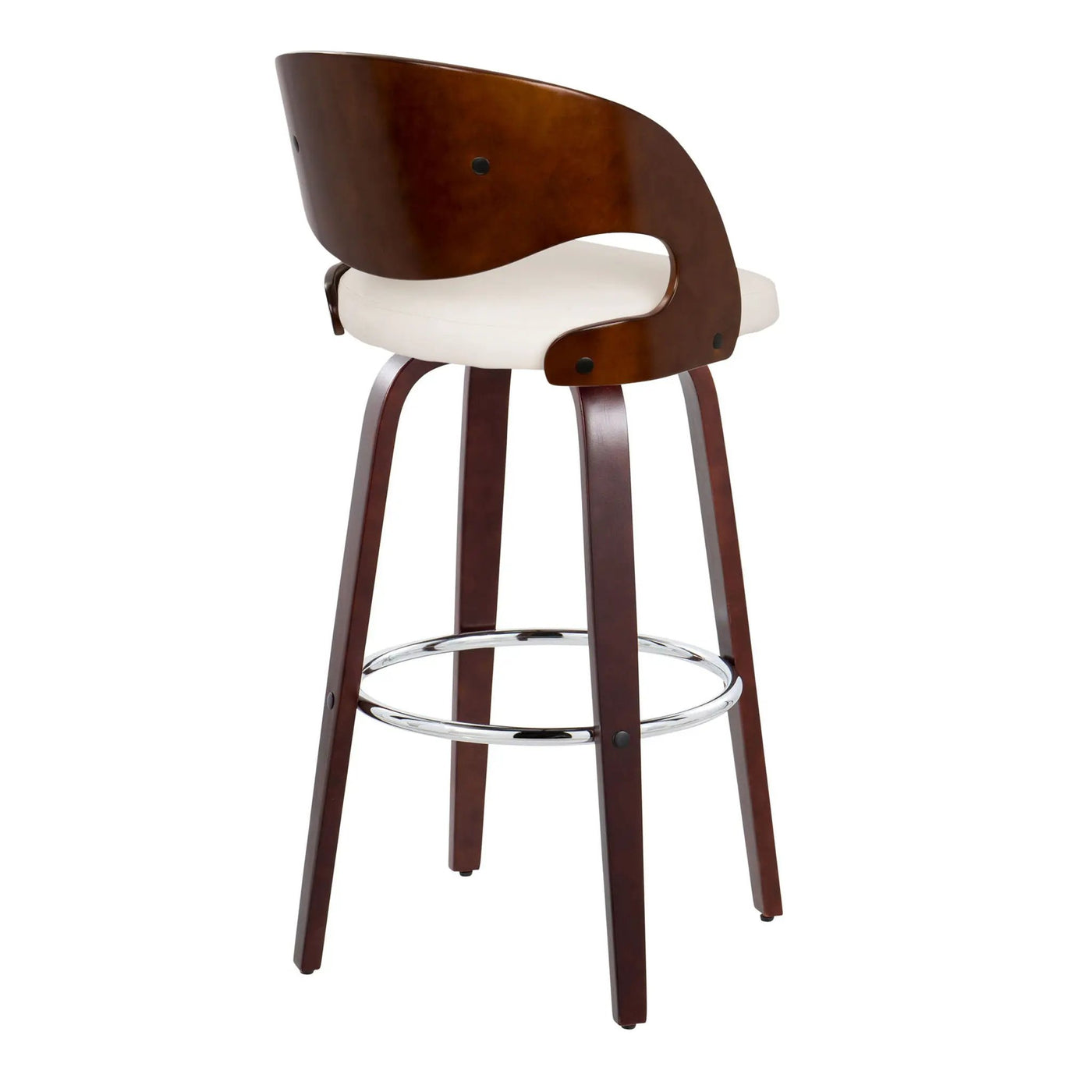 Pino - Mid Century Modern Fixed Height Barstool With Swivel & Round Footrest (Set of 2) by HouseOfZazla