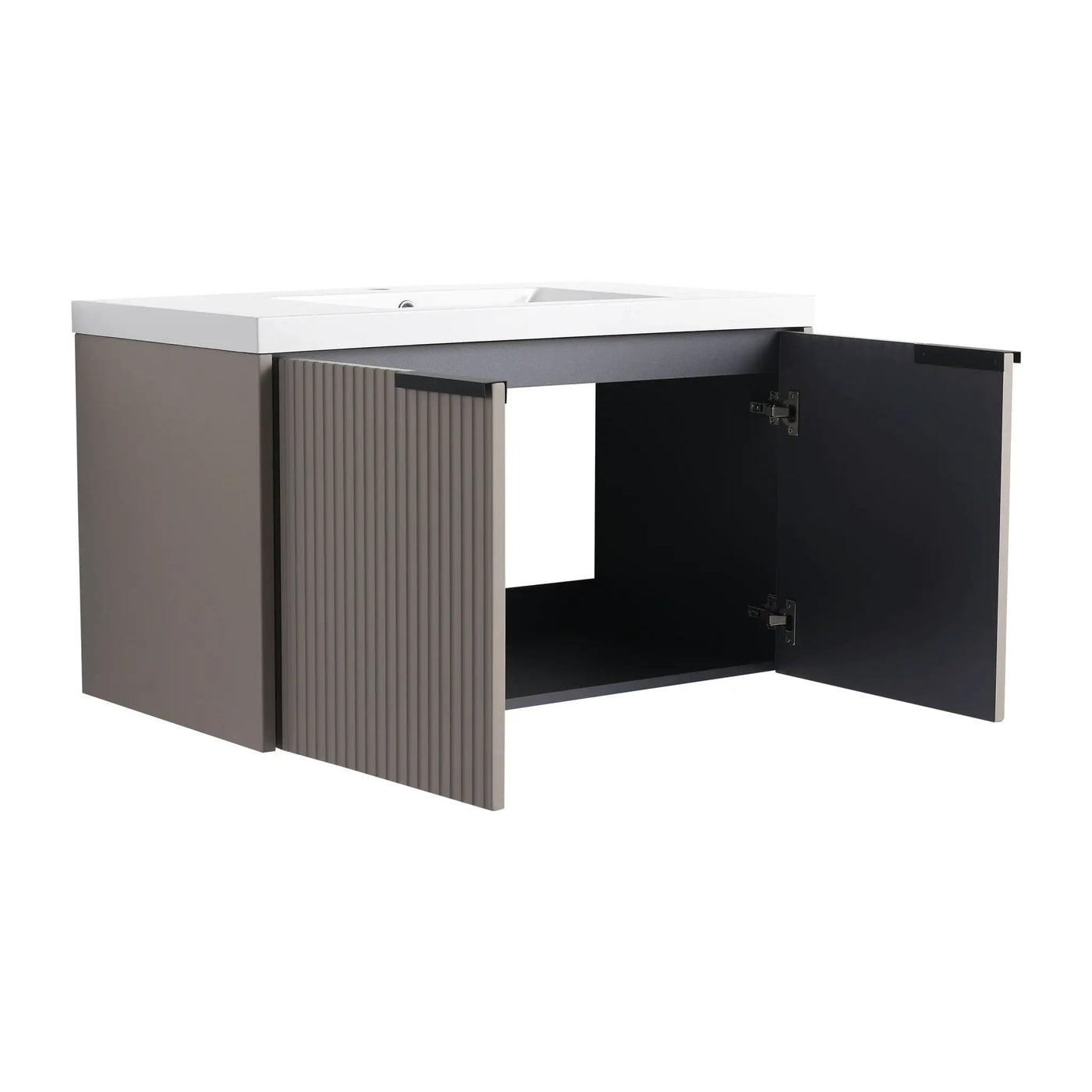 Contemporary Wall Mounted Bathroom Vanity With Resin Double Sink by HouseOfZazla