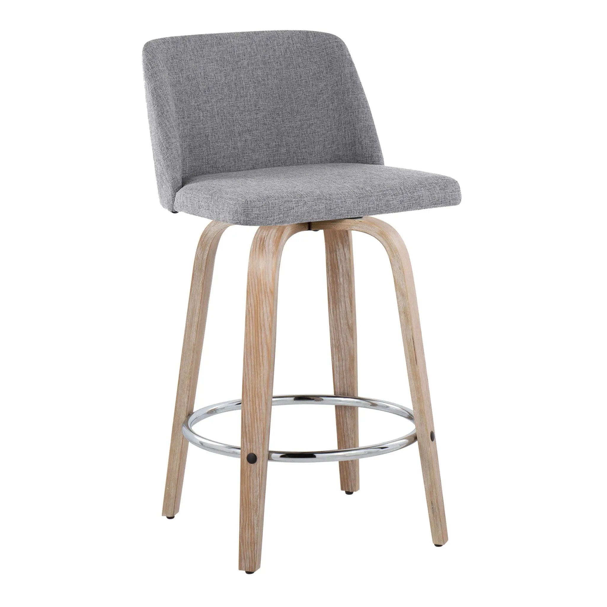 Toriano - Modern Design Fixed Height Counter Stool With Swivel With Round Footrest (Set of 2) by Unique Piece Furniture