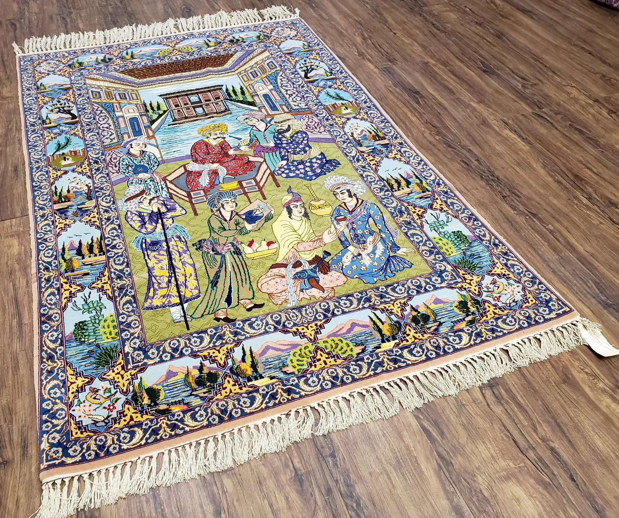 Persian Isfahan Pictorial Rug 3x5 – Kork Wool on Silk by Jewel Rugs