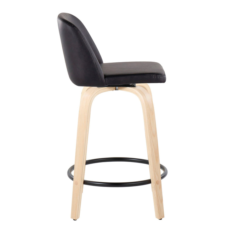 Toriano - Contemporary, Fixed Height Counter Stool With Swivel And Round Footrest (Set of 2) by HouseOfZazla