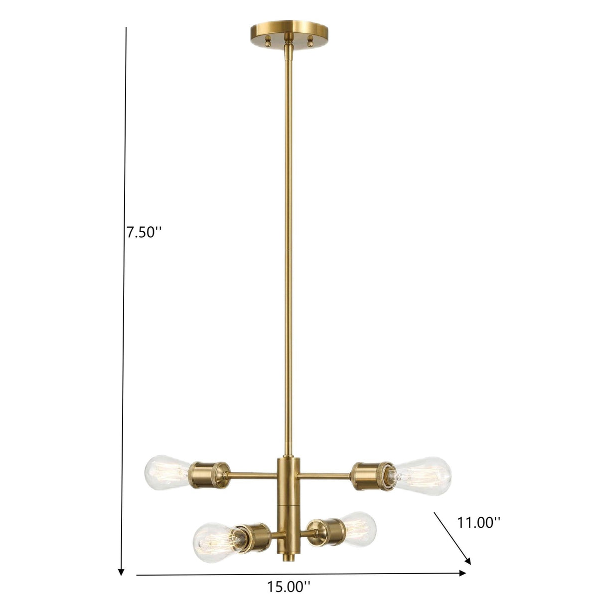 Trellis - 4 Lights Modern Gold Chandelier, photo 2 of 9
