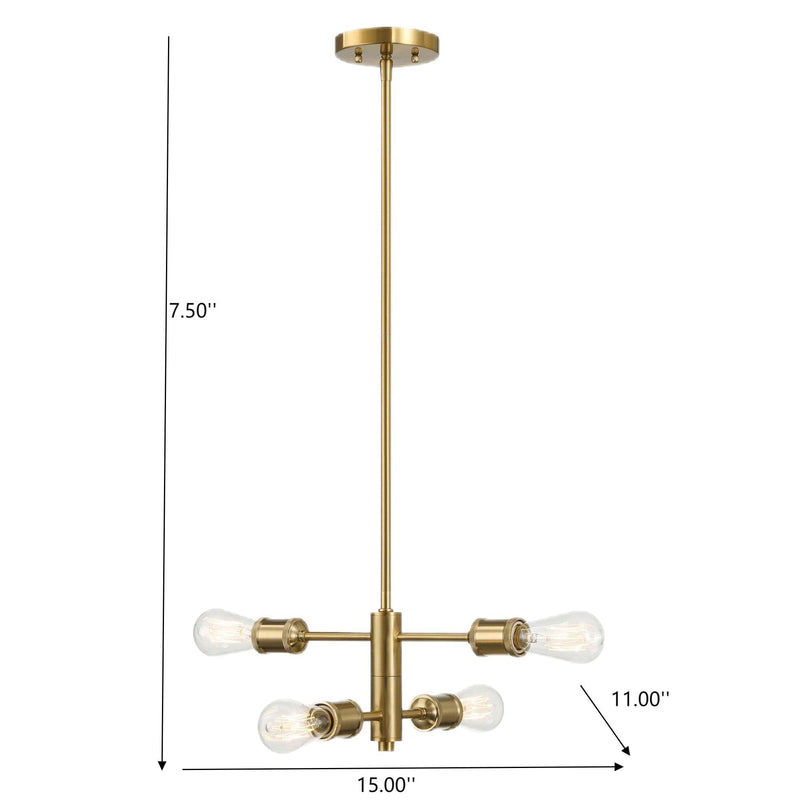 Trellis - 4 Lights Modern Gold Chandelier, photo 2 of 9