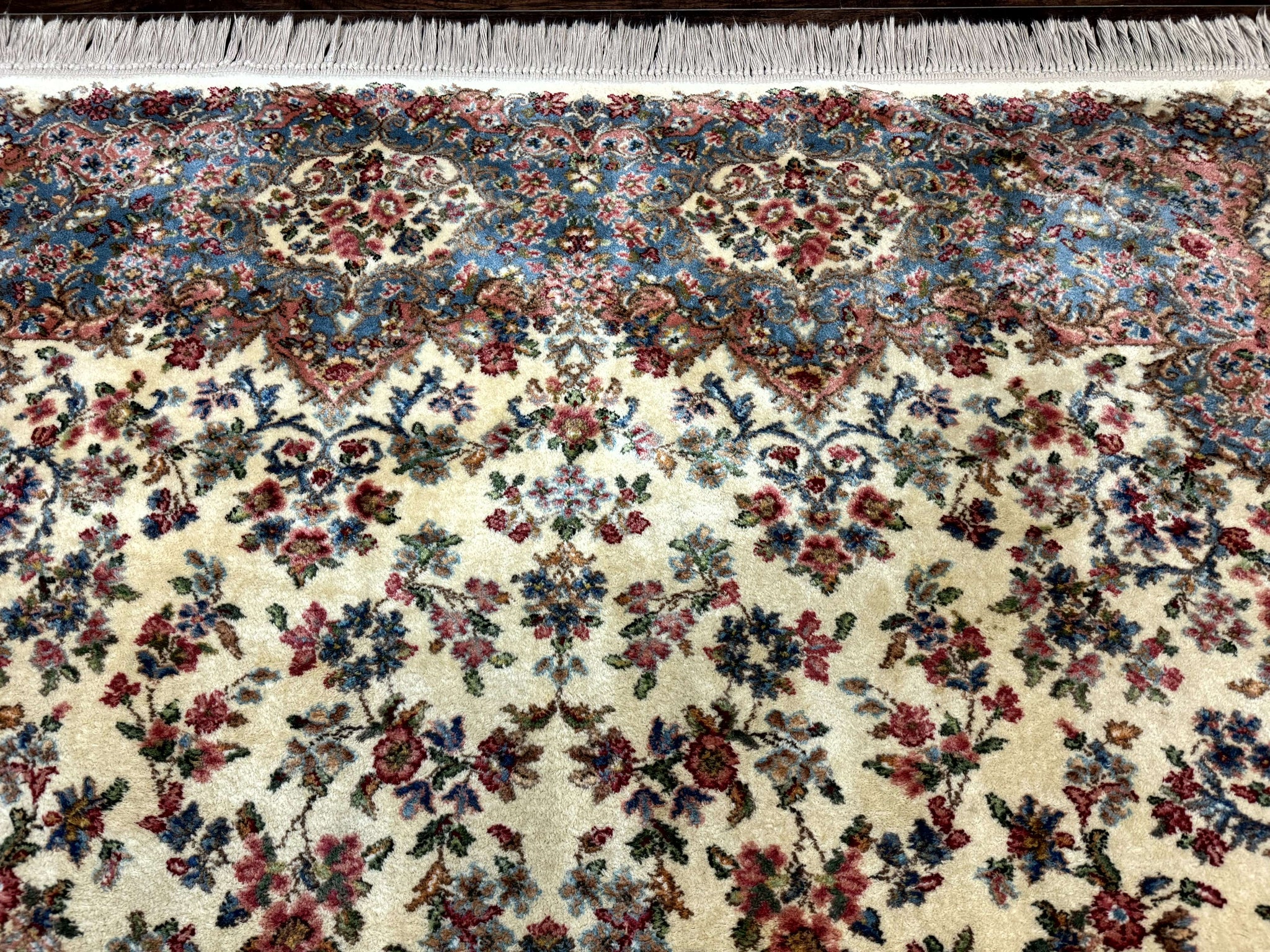 8.8 x 12 Karastan Rug #788 Ivory Kirman, Wool Vintage Original 700 Series by Jewel Rugs