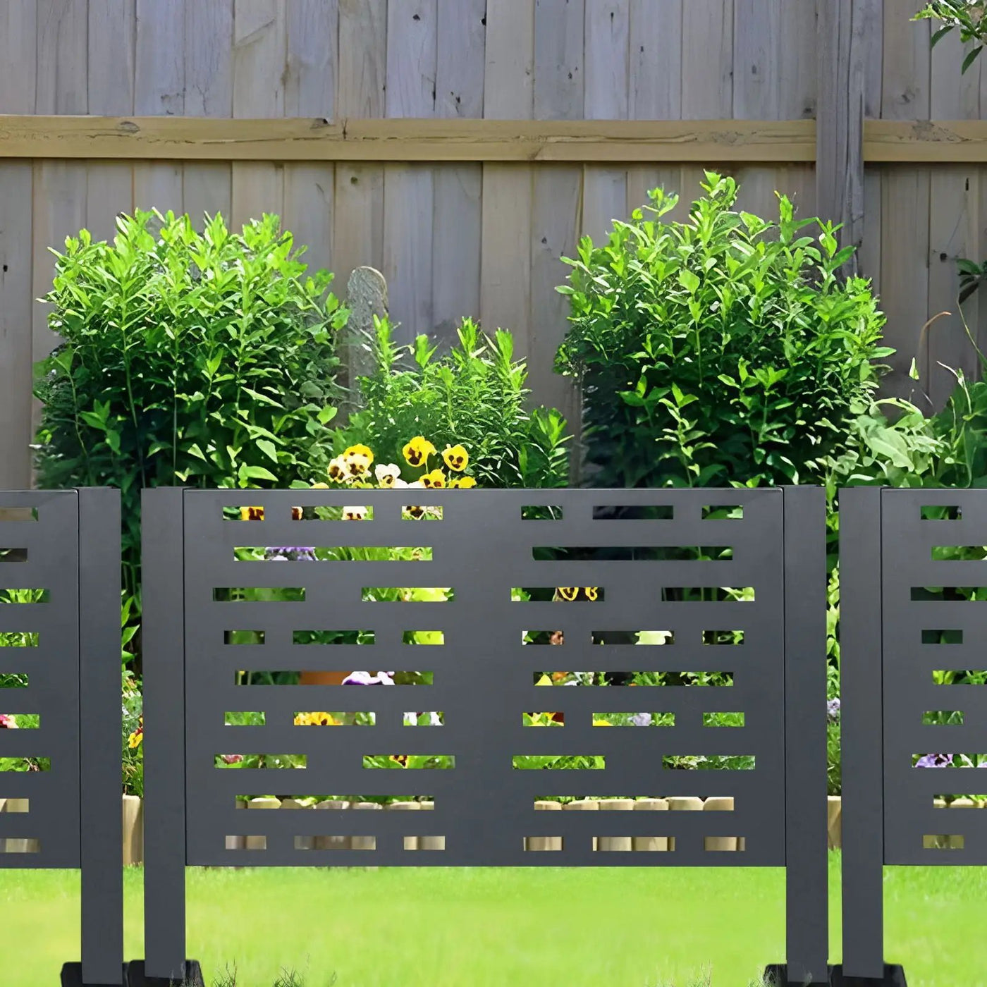 Air Conditioner Fence For Outdoor Units, Metal Privacy Fence Cover, Perfect To Conceal Air Conditioning Units, 3 Fence Panel by HouseOfZazla