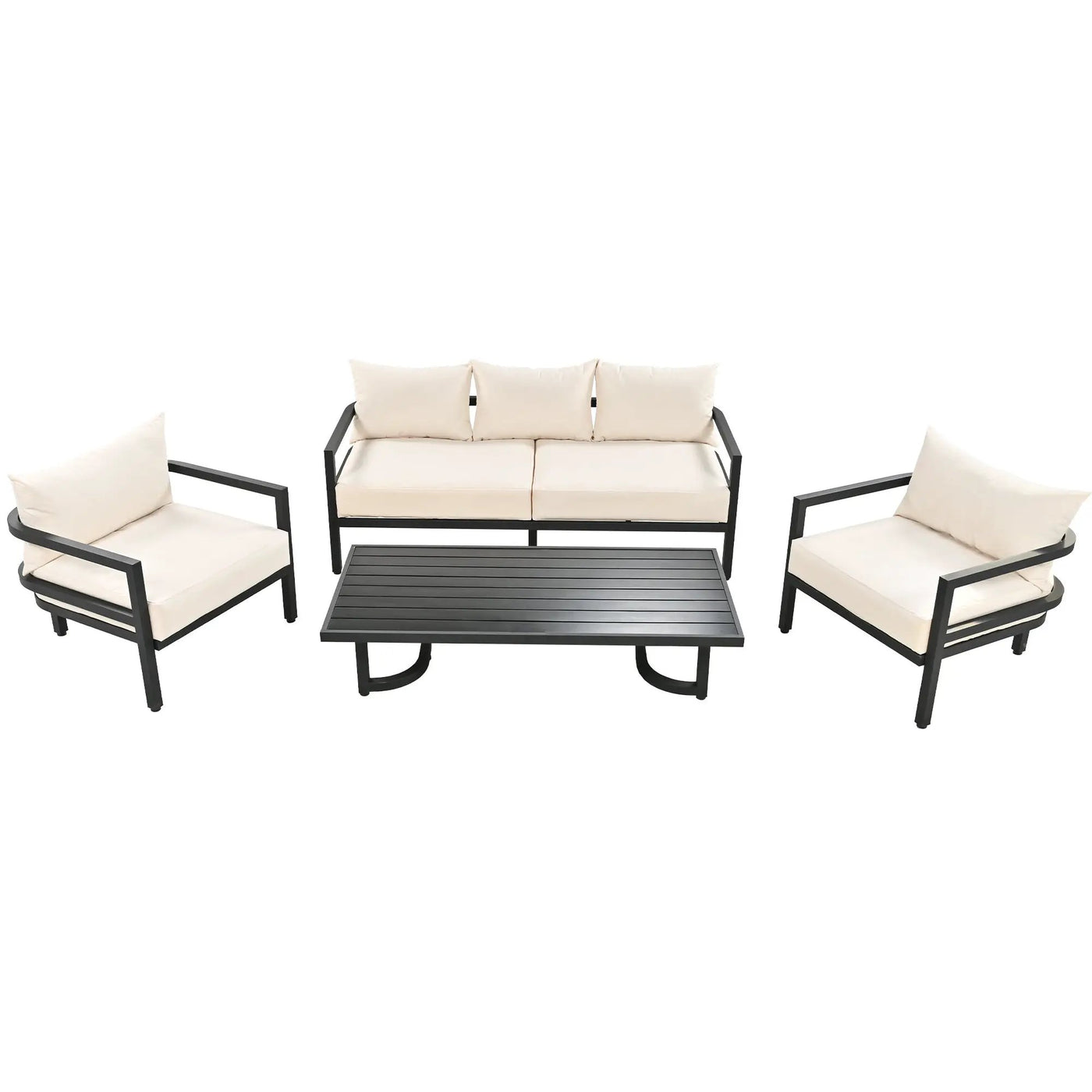U_Style Multi-Person Outdoor Steel Sofa Set with Coffee Table by HouseOfZazla