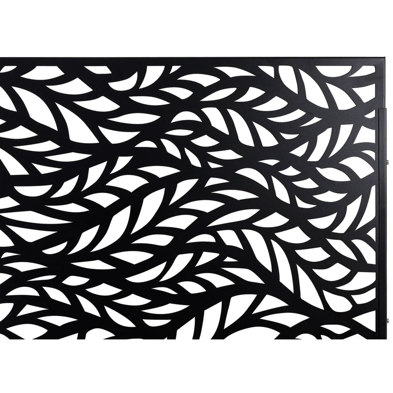 Outdoor & Indoor Privacy Screen Metal Privacy Screen, Freestanding Decorative Privacy Screen For Deck Balcony Patio - Black by HouseOfZazla