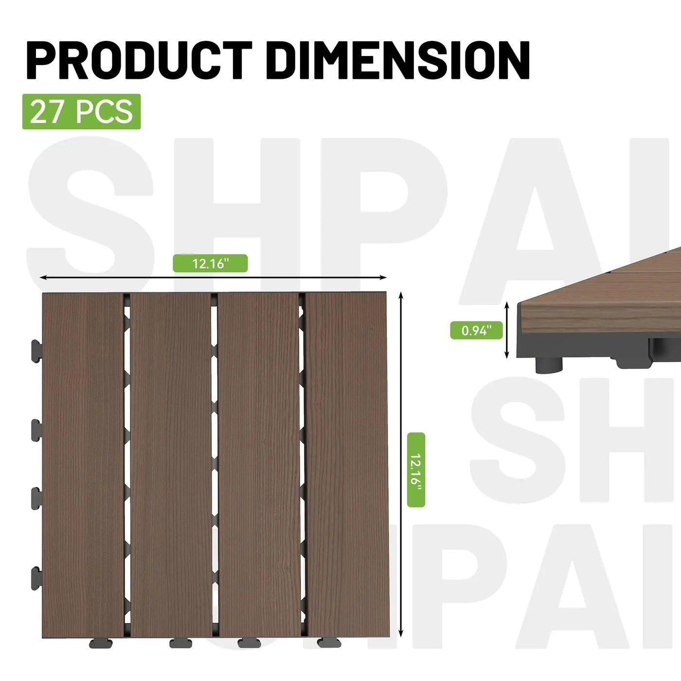 27 Pcs Interlocking Deck Tiles 12" x 12" HDPE Outdoor Flooring by HouseOfZazla