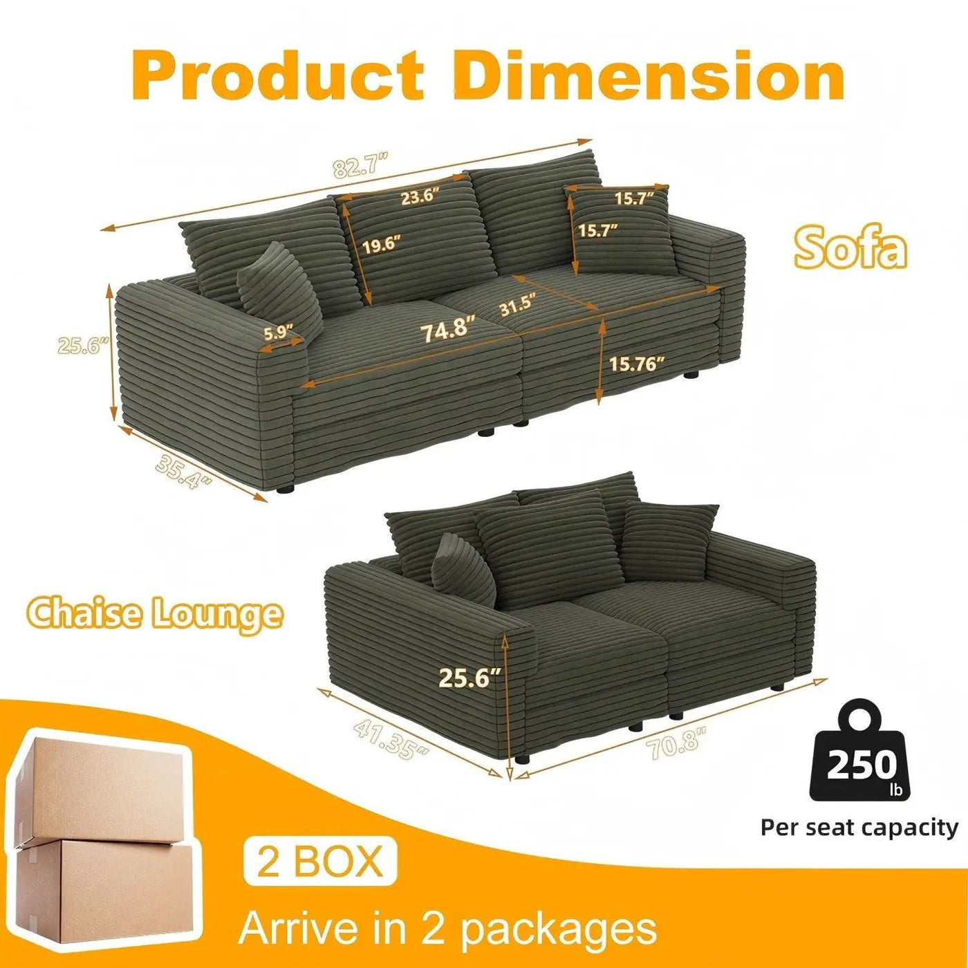 Convertible Deep Seat Sofa With Soft Pillows And Ottomans by HouseOfZazla