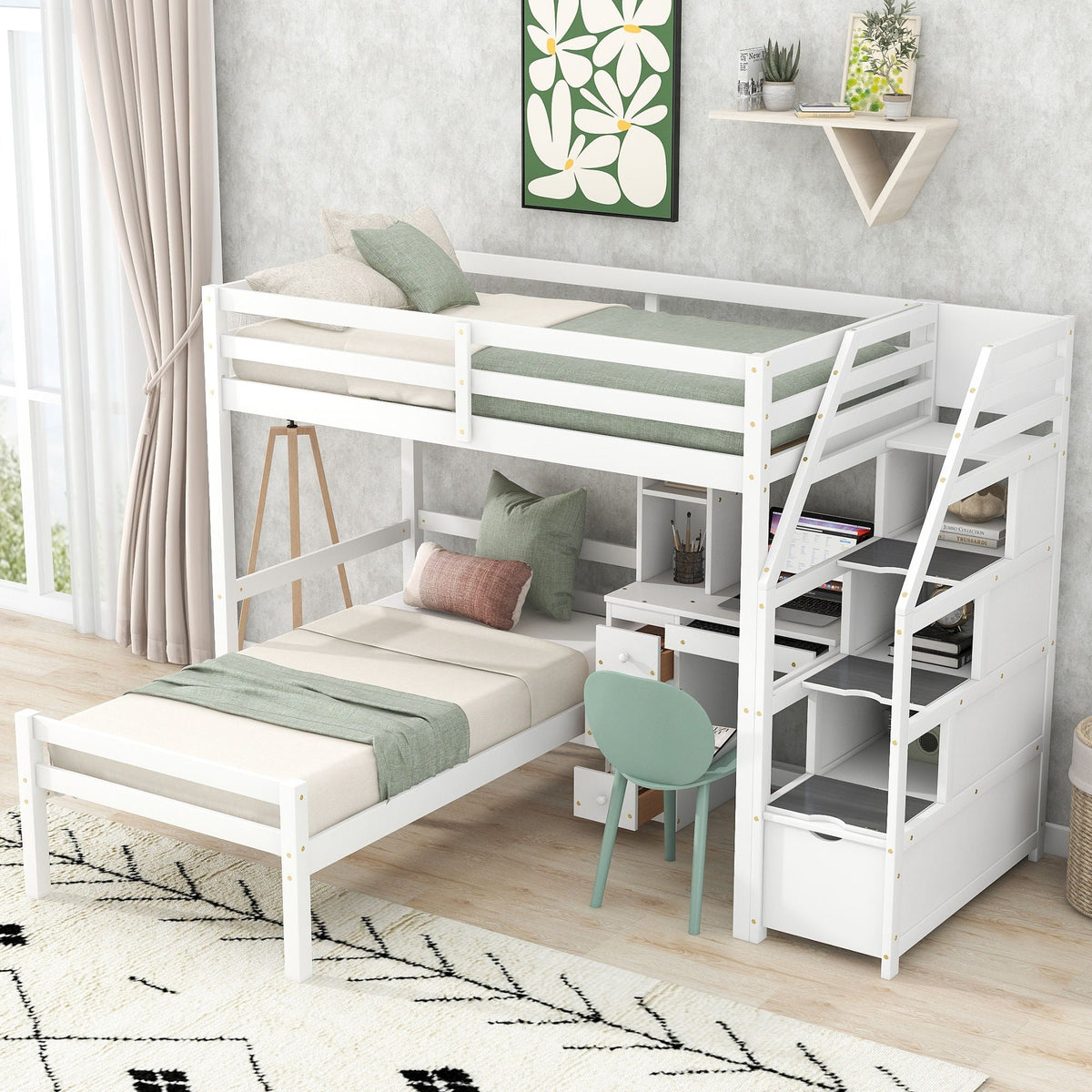 Storage Loft Bed with Stand Alone Bed and Desk - Twin Size, photo 3 of 32