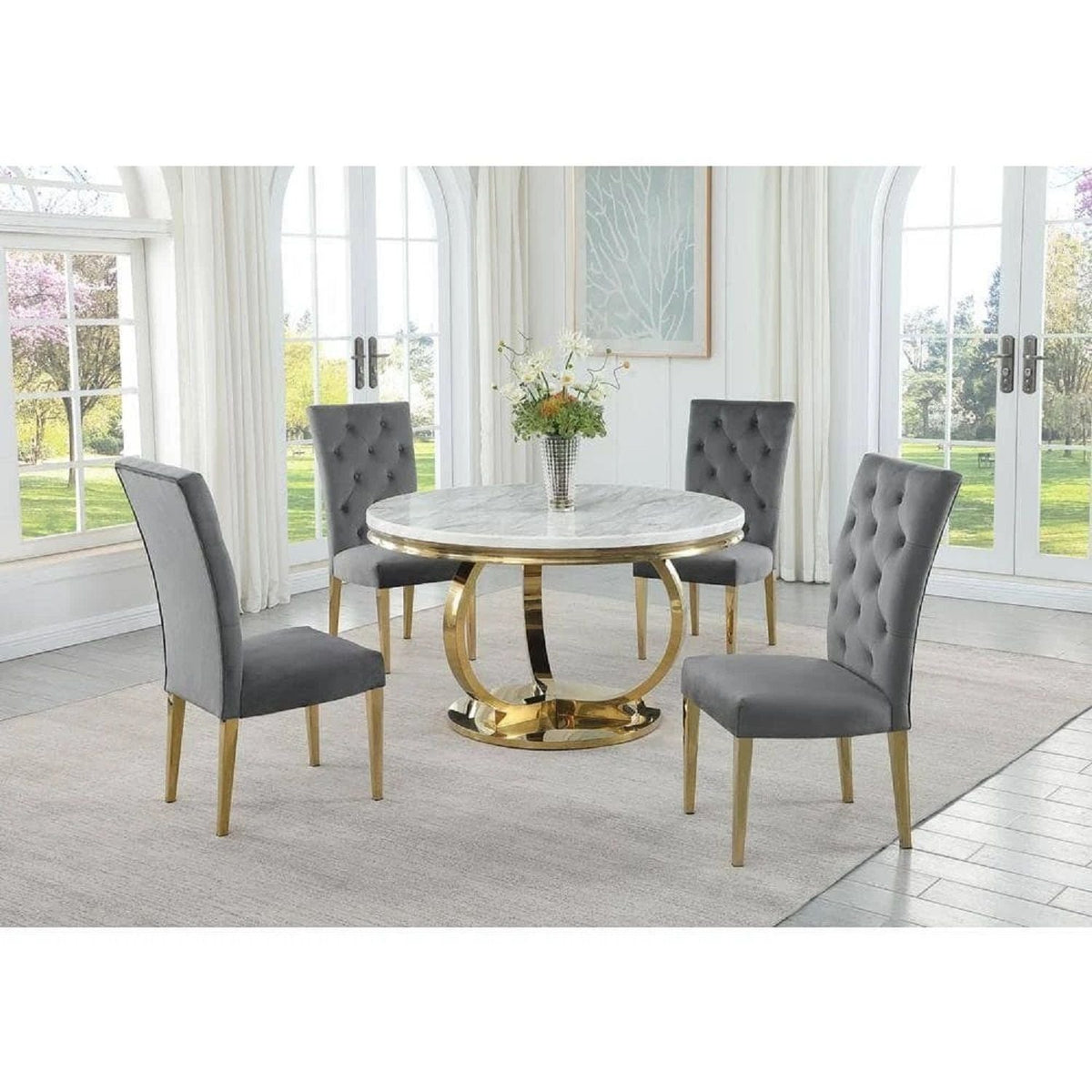 Modern Upholstered Dining Chair Set with Tufted Back - Multiple Colors, photo 5 of 18