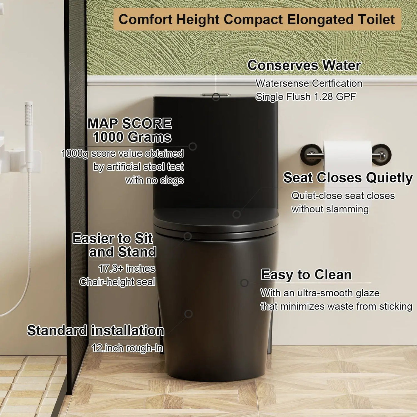 1 Piece Toilet With Tornado Flush, Dual Flush, And ADA Height Comfort Chair by HouseOfZazla