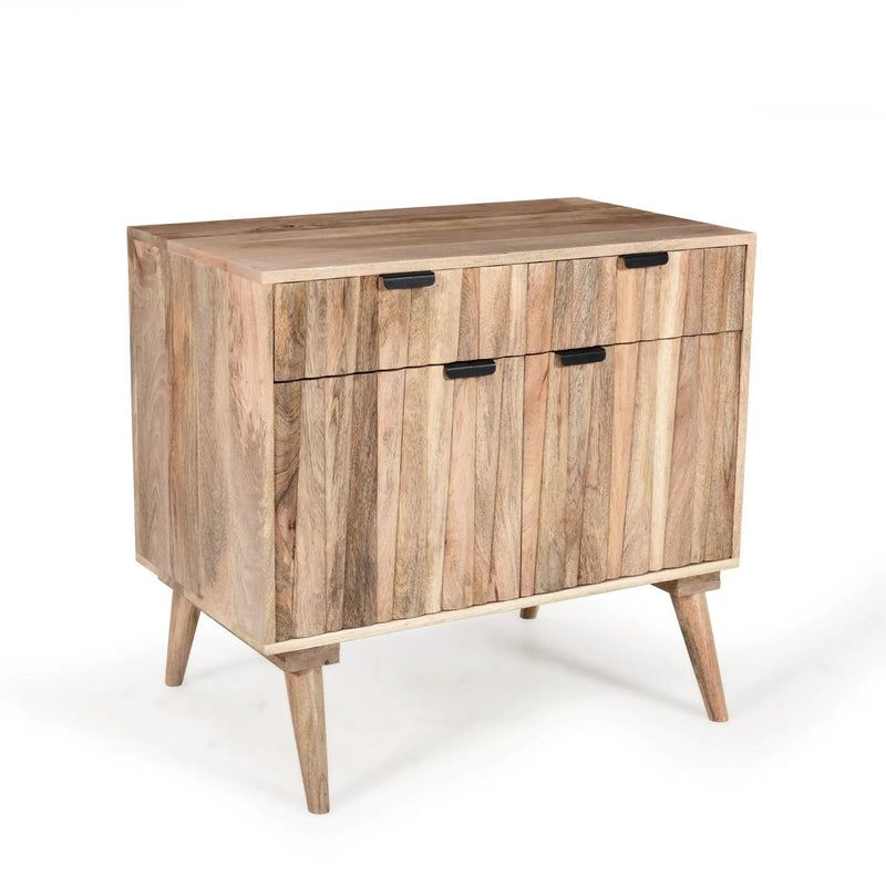 Stylish Style 2 Drawer 2 Door Cabinet, Mango Wood - Natural by HouseOfZazla