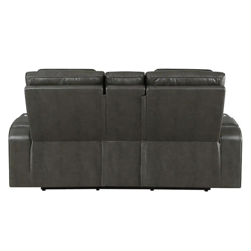 Taddeo - Power Motion Loveseat With Console, Speaker, USB, Wireless Charger & LED - Dark Gray by Unique Piece Furniture