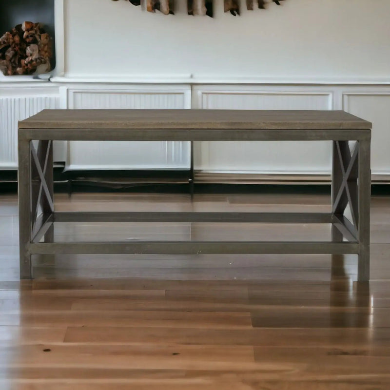 Cross Metal Coffee Table - Pewter by Unique Piece Furniture