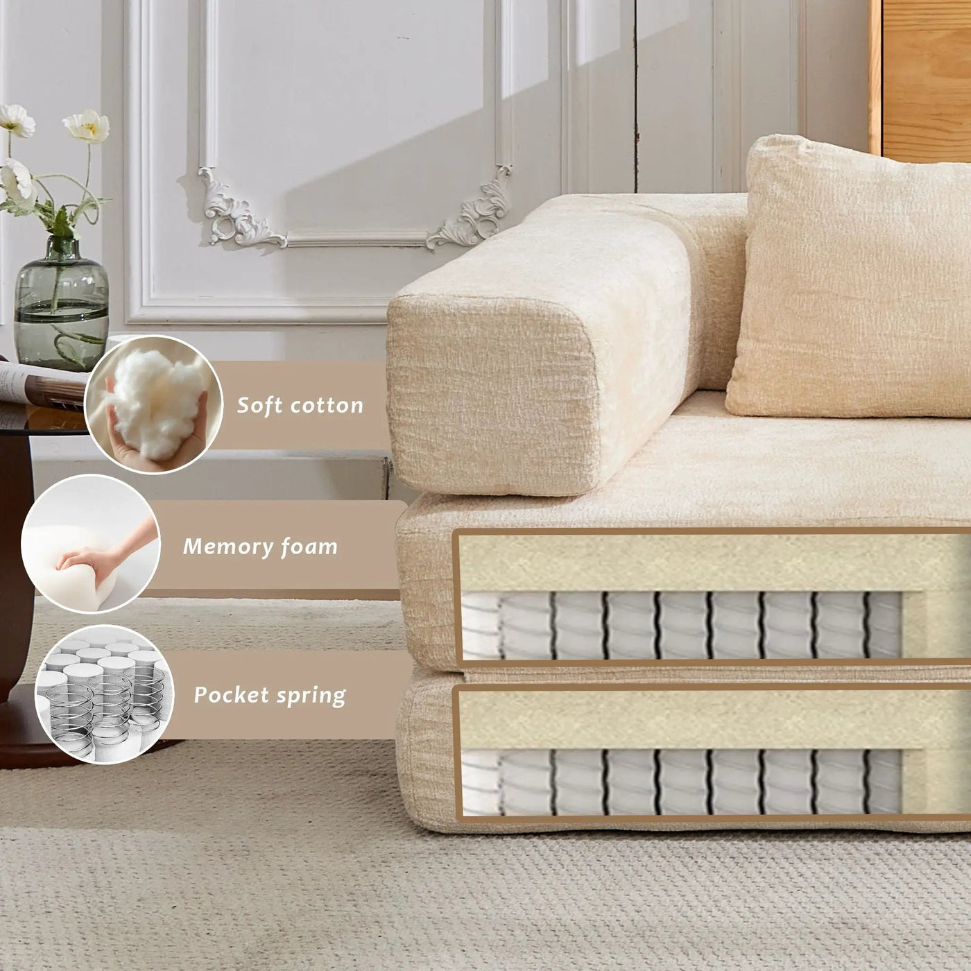 Convertible Floor Sofa Bed, Boneless Modular Sectional Sofa For Living Room by HouseOfZazla