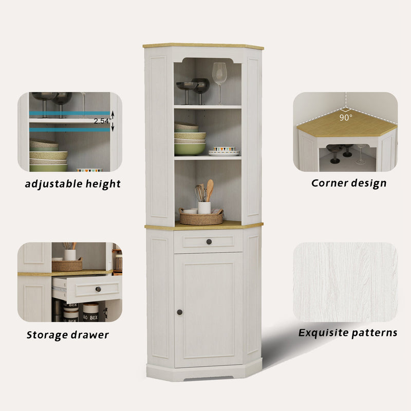 68" Tall Corner Cabinet with Door, Drawer, and Adjustable Shelf by HouseOfZazla