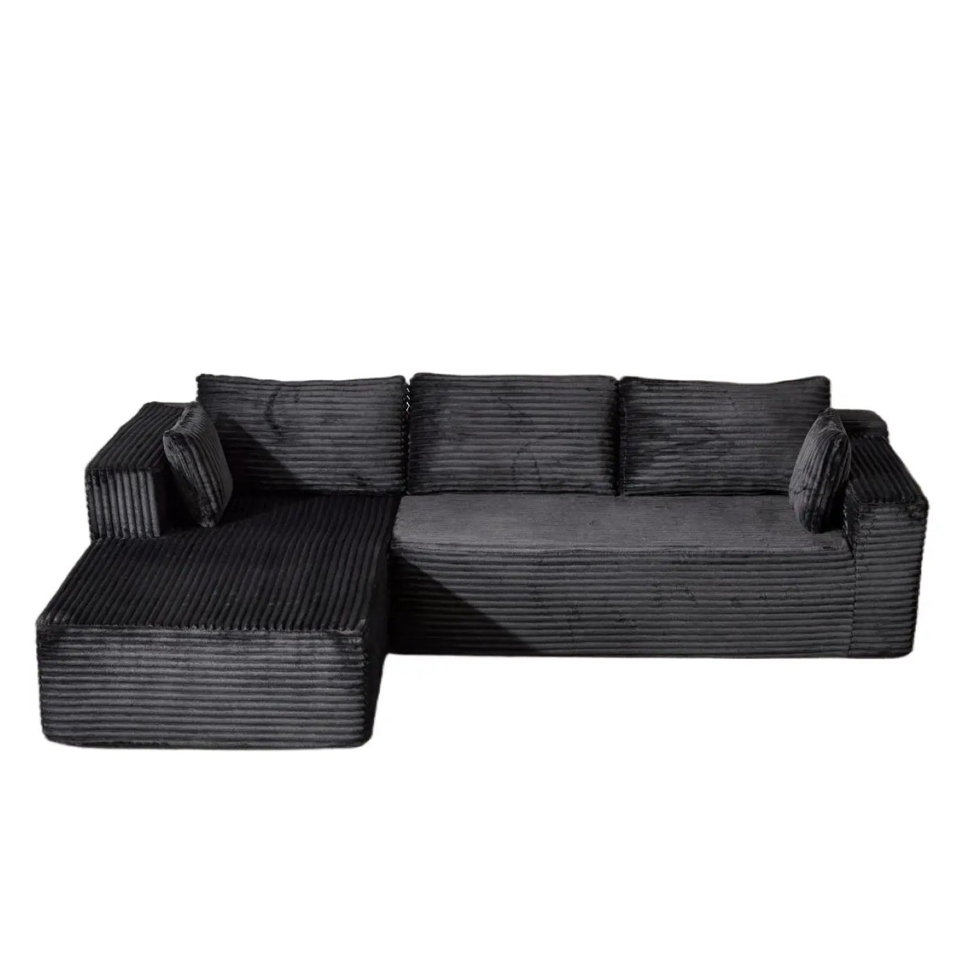 Compression Sectional Couch With Comfy Chaise, Boneless L Shape Sofa With Deep Seat by HouseOfZazla