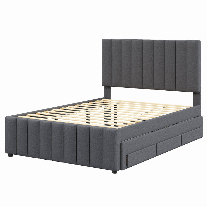 Full Size Upholstered Platform Bed with Twin Size Trundle and 3 Drawers by HouseOfZazla