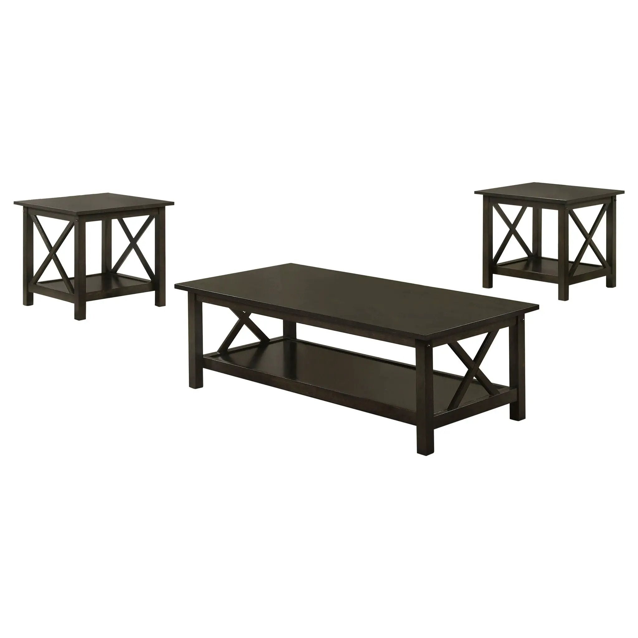 Rachelle 3-piece Rectangular Coffee Table Set Deep Merlot by Unique Piece Furniture