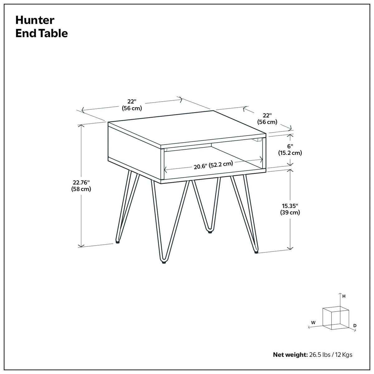 Wood End Table with Open Storage and Iron Hairpin Legs - Dark or Light Brown, photo 3 of 12