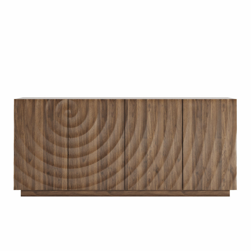 Walnut Buffet Cabinet with Storage - 4-Door Modern Sideboard, photo 6 of 10