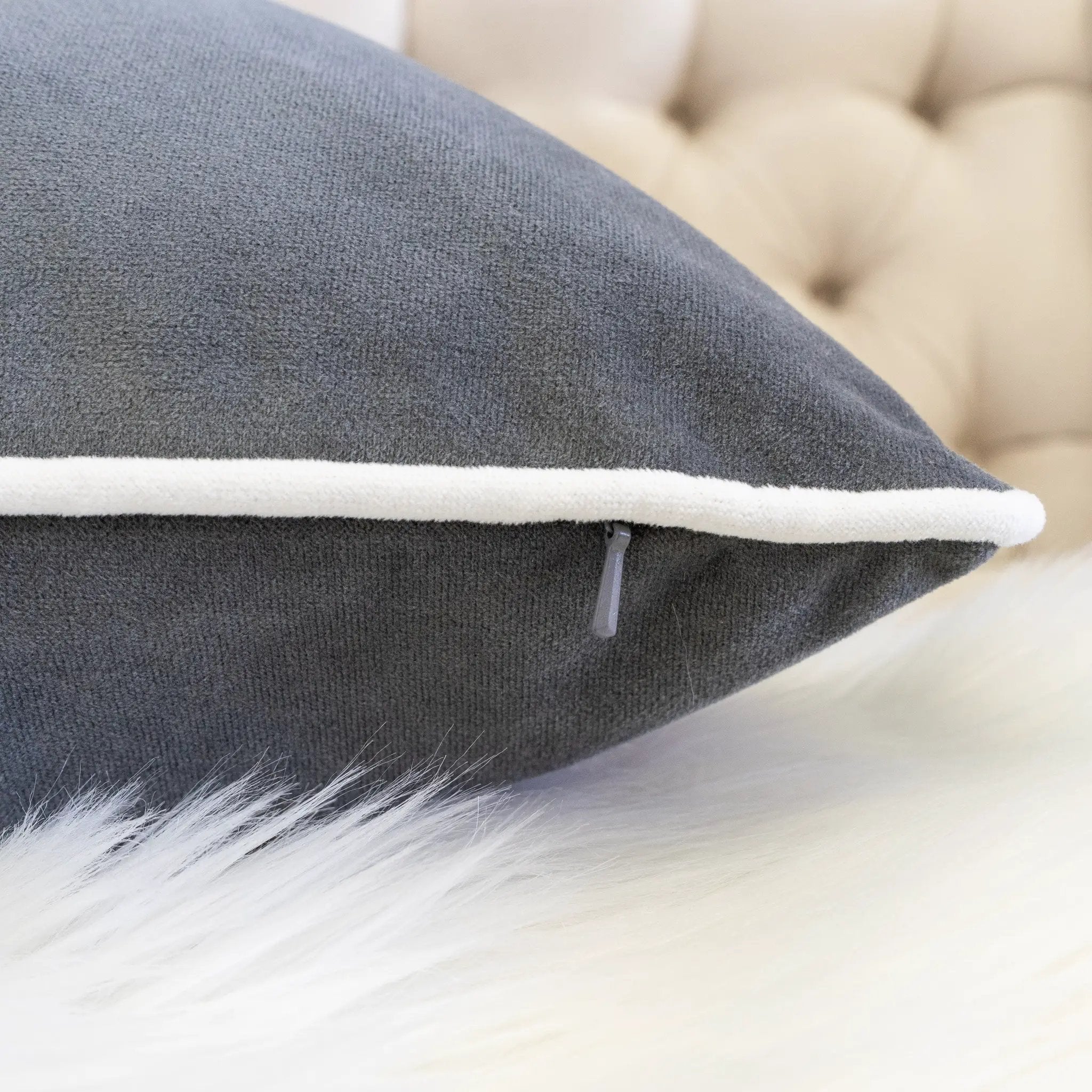 Let It Snow Embroidered Cotton Throw Pillow – 20x20 Gray Winter Accent Cushion by HouseOfZazla