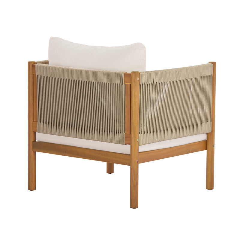 Outdoor Club Chair Set of 2 with Acacia Wood Frame in Teak Look, photo 8 of 10
