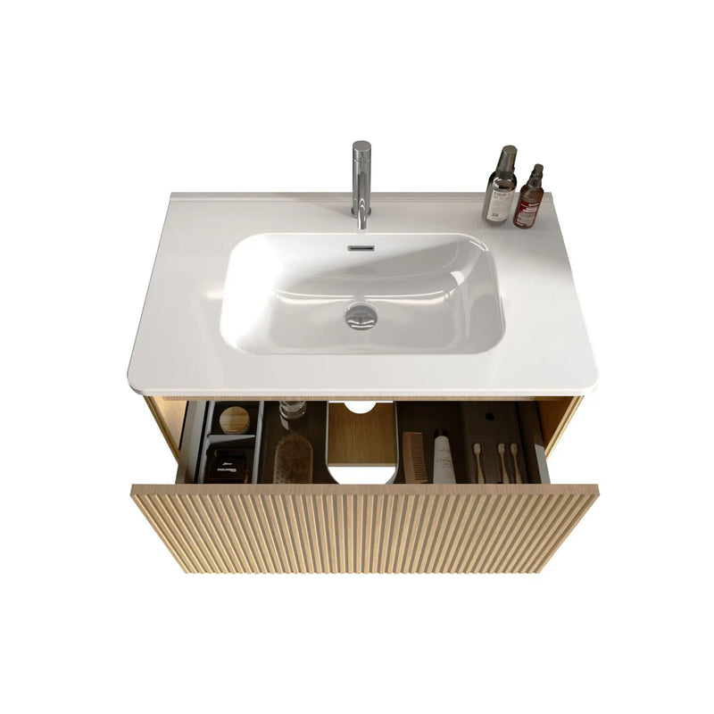 Etna - Striped Bathroom Vanity With Ceramic Sink, Wall Mounted Floating Bathroom Vanity For Modern Bathroom by Unique Piece Furniture