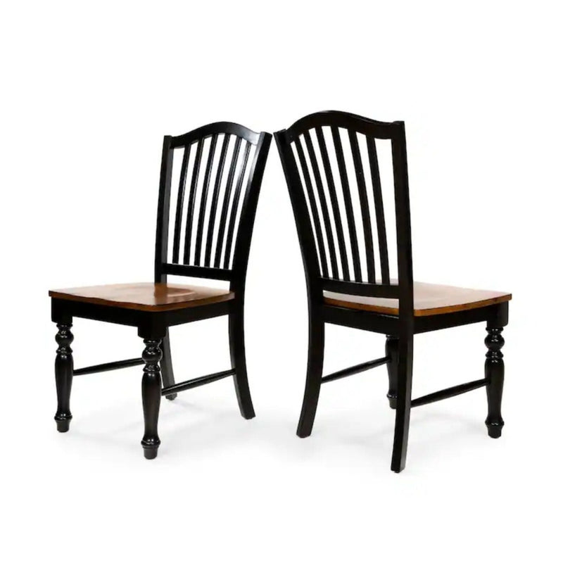 Dining Side Chairs (Set of 2) - Black / Oak by HouseOfZazla