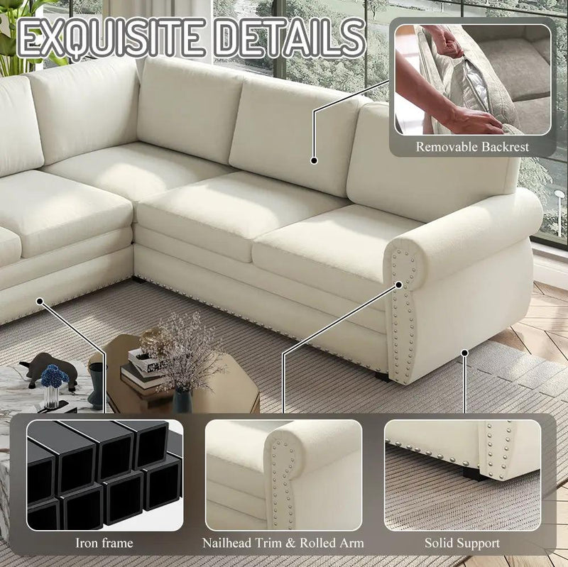 118" L-Shaped Convertible Sofa Bed by HouseOfZazla