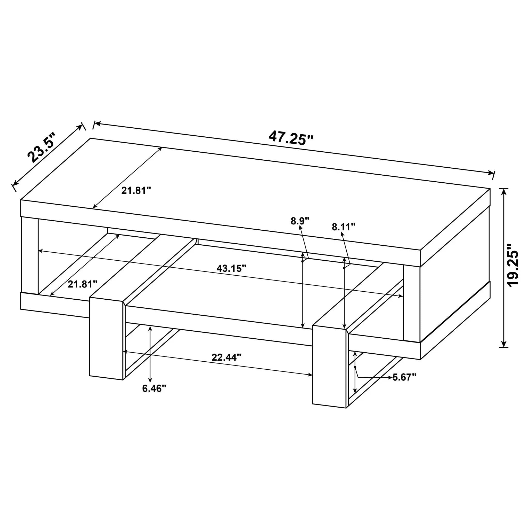 1 Shelf Coffee Table Design And Accents - Gray by HouseOfZazla