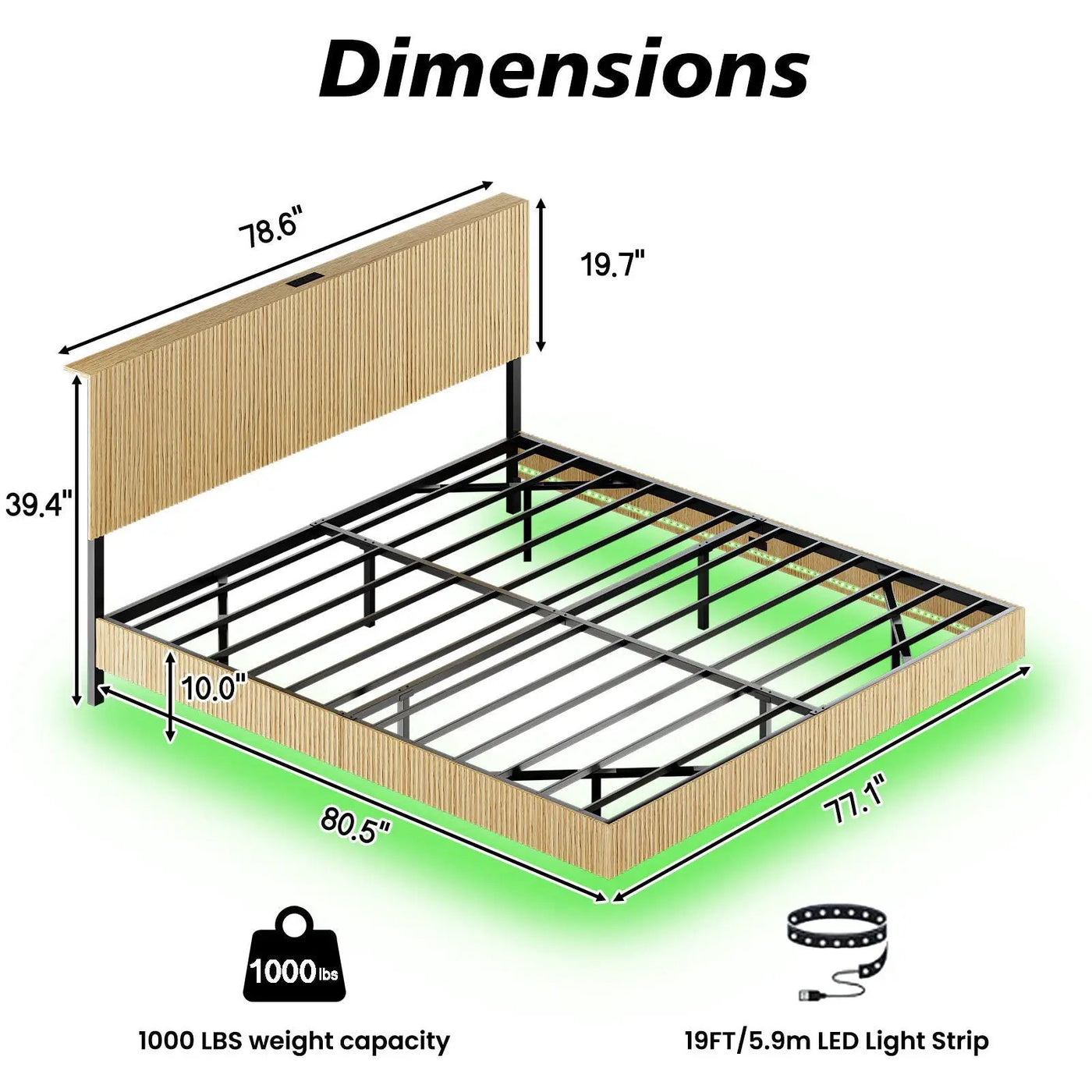 Floating Bedstead With Charging Station And LED Lights by Unique Piece Furniture
