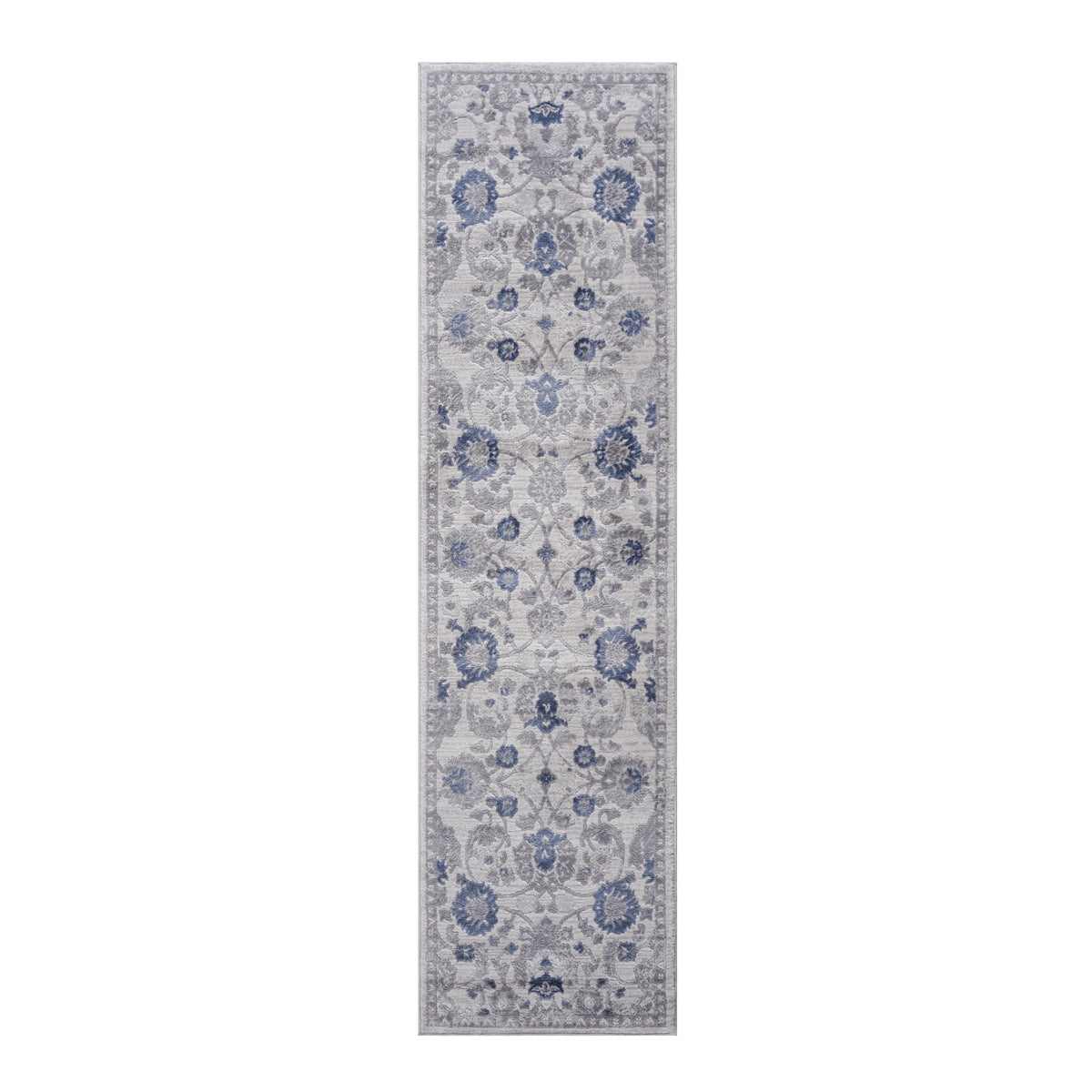 Oriental Runner Rug with Non-Shedding Polypropylene - Blue or Gray, photo 4 of 21