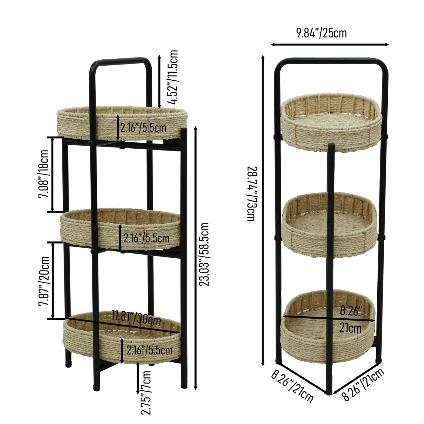 Modern 3 Tier Handwoven Side Table With Oval Organizer by HouseOfZazla