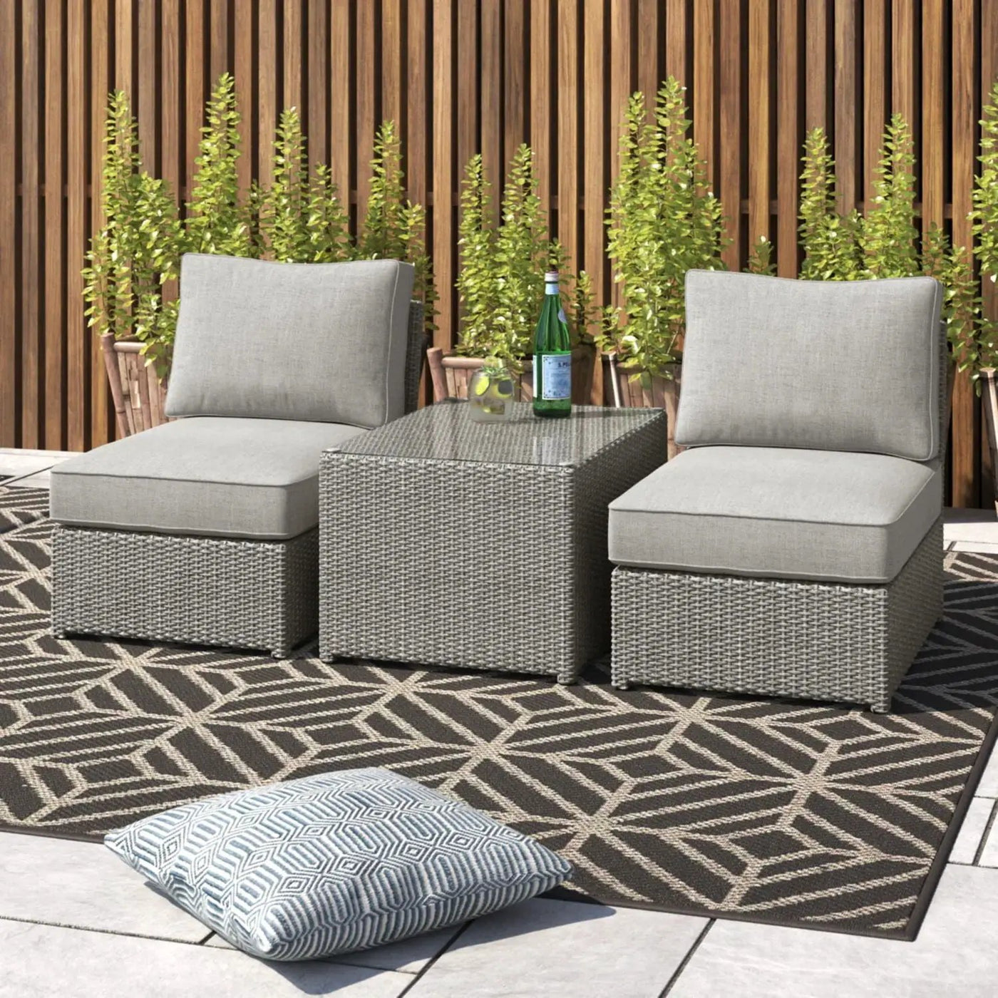Modern Wicker Outdoor Seating Set With Cushions by HouseOfZazla