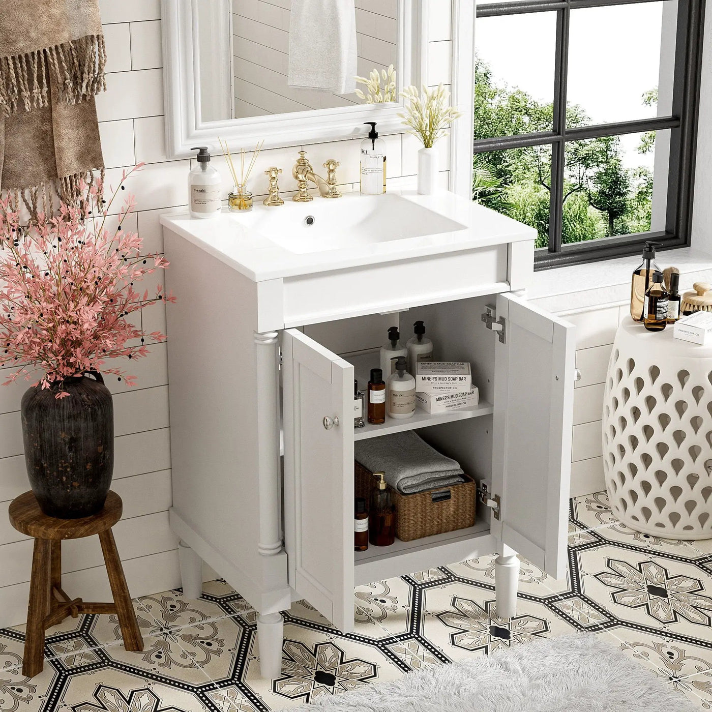 Bathroom Vanity With Top Sink, 2 Tier Storage Cabinet by HouseOfZazla