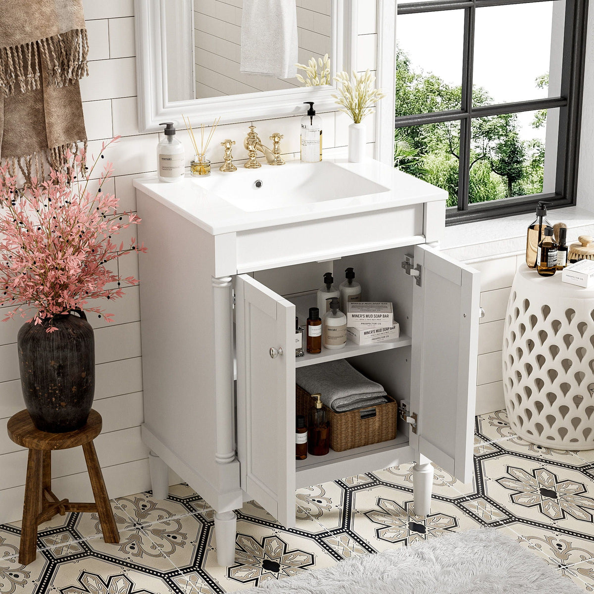 Bathroom Vanity With Top Sink and Two-Tier Storage Cabinet - Multiple Colors, photo 5 of 40
